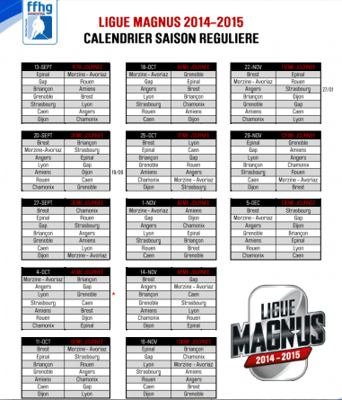 La calendrier de la Ligue Magnus est paru